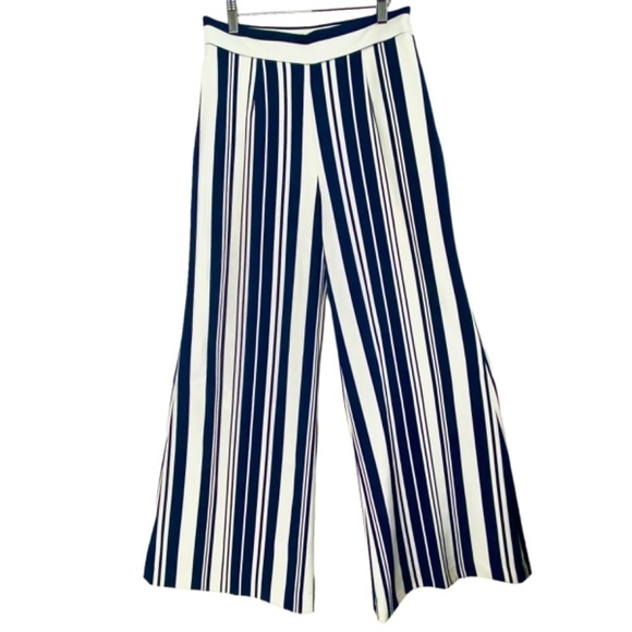 LENA GABRIELLE - Wide Leg Pants in Blue and White Stripes Size 4 - Picture 2 of 8